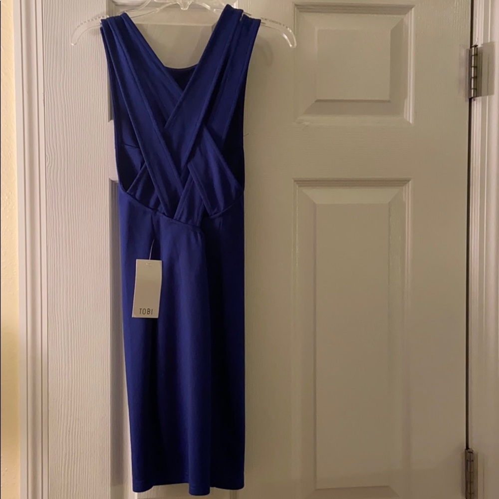 NWT Tobi Blue cross back body con dress